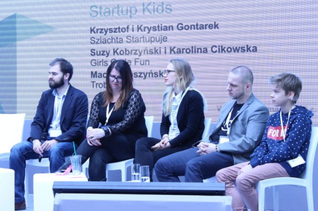 Członkowie panelu Startup Kids. Od lewej: Maciej Troszyński, Suzy Kobrzyński, Karolina Cikowska, Krzysztof Gontarek, Krystian Gontarek.